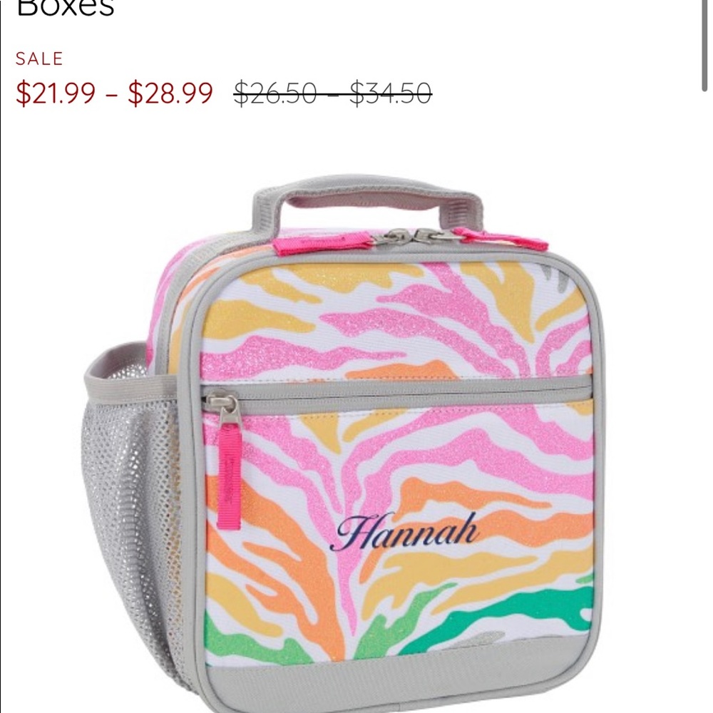 Mackenzie Rainbow Zebra Glitter Lunch Boxes CLASSIC SIZE